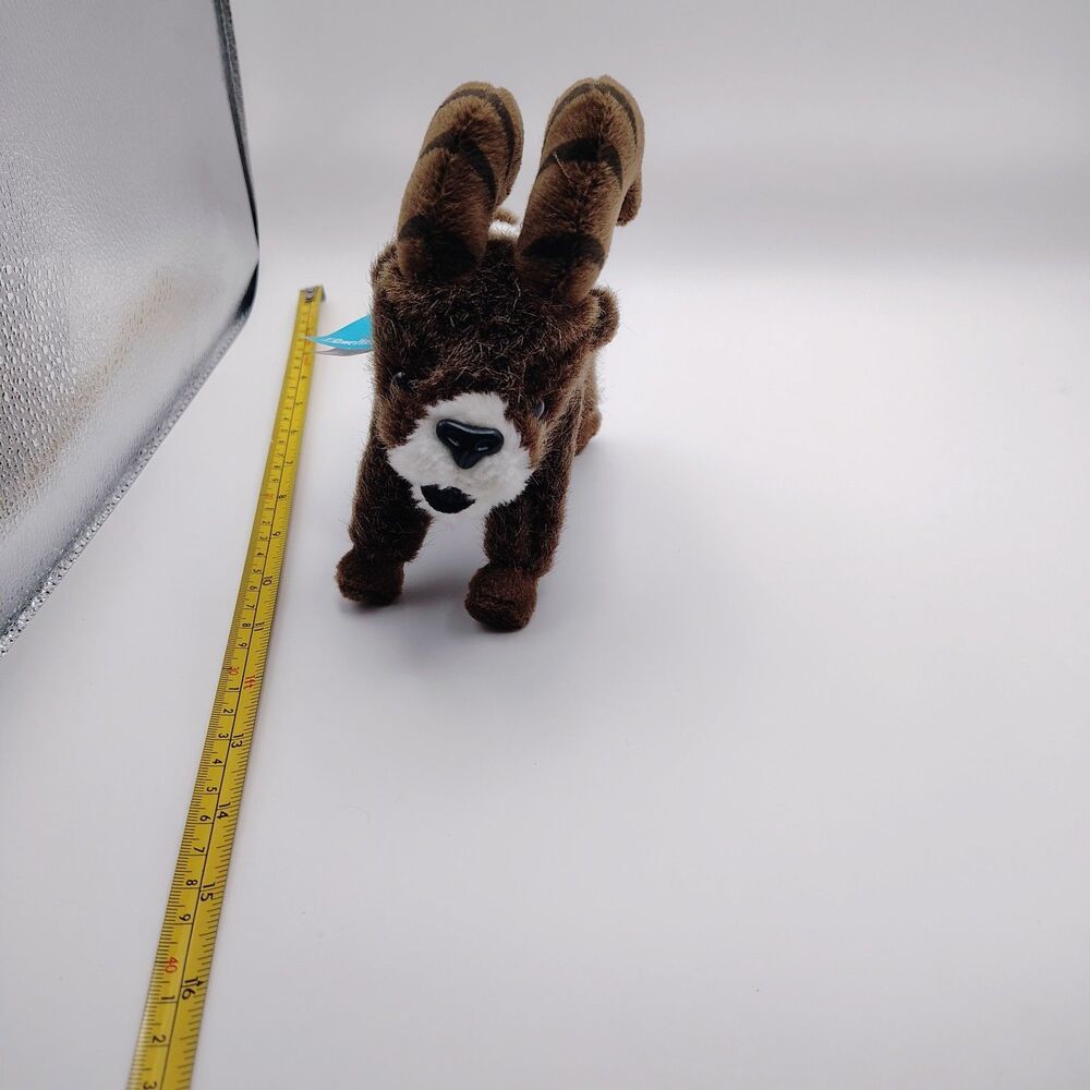 TRowePrice Advertising Plush Trusty Ram Horned Sheep Goat Brown Curled Horns New